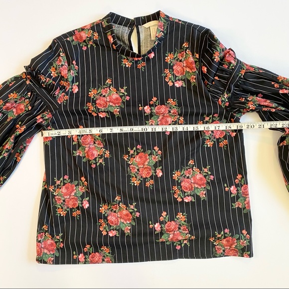 H&M Floral Striped Bishop Sleeve Blouse - Picture 5 of 8